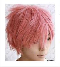 Novidade peruca longa de cosplay rosa, peruca curta para festa, estilo fairy 2024 - compre barato
