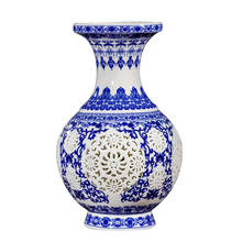 Jingdezhen vaso de porcelana azul e branco estilo chinês decoração antiga artesanato, arranjo de flores, arranjo antigo hollowed 2024 - compre barato
