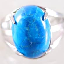 Кольцо на палец для женщин, Для мужчин натуральный драгоценный камень овальной формы из бисера кольцо синий говлита кольцо регулируемое ювелирное изделие, подарок 1 шт. Z175 2024 - купить недорого