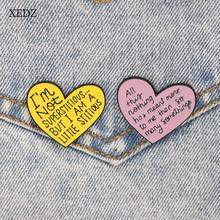 XEDZ New pink/yellow love heart-shaped enamel brooch I am not super, I am a small text jewelry denim clothes pendant gift 2024 - buy cheap