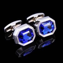 Free shipping, high-end luxury men's shirt Cufflinks brand new brand Blue Crystal Cufflinks classic French shirt brand Cufflinks 2024 - buy cheap