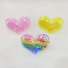 10pcs Sequin Embroidery Patches For Clothing Applique Diy Sewing Or Stick On Clothes Shoes Hat Leggings Peach Heart Decor Patch 2024 - buy cheap