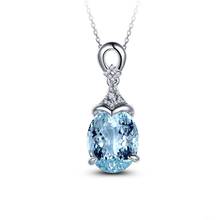 Trendy Natural Blue Gem Pendant Water Drop Zirconia Necklace Silver Gemstones Choker Statement Necklace Chain Women Jewelry Gift 2024 - buy cheap