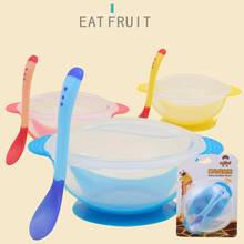 Baby Bowl Set With Cover Child Temperature Sensing Spoon Tableware Learning Dishes Plate Tray Cup Baby Training Dinnerware TSLM 2024 - buy cheap