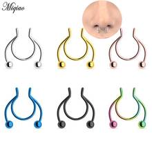 Miqiao 1pc Fashion Nose Ring Nose Clip Medical Stainless Steel Hot Sale Nasal Septum Fake Nose Ring Piercing Jewelry 2020 New 2024 - купить недорого