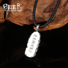 Beier aço inoxidável seis words manmantra budismo pingente corrente colar masculino jóias lllhp168p 2024 - compre barato