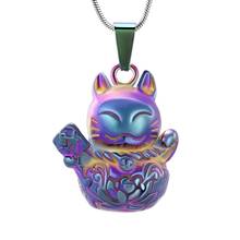 Cremation Jewelry Fortune Lucky Cat Urn Necklaces for Ashes for Women Men Memorial Keepsake Pendant Necklace 2024 - buy cheap