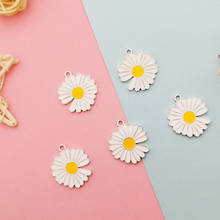 10pcs/bag Daisy Charm Pendants Double Face Oil Drop Sun Flower Enamle Charms White K Metal Earring DIY Fashion Jewelry Accessory 2024 - buy cheap