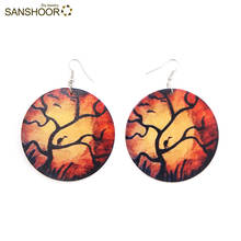 SANSHOOR Tree Flamingo Afro Tribe Wooden Earrings Lot Ethnic Dangle Jewelry As Christmas Gifts For Women 1Pair Dropshipping 2024 - buy cheap