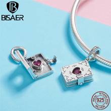 BISAER-Cuentas de plata esterlina 925, accesorio con forma de corazón, cuentas de libro de amor para siempre, apto para pulseras, cuentas de plata para la fabricación de joyas, ECC980 2024 - compra barato