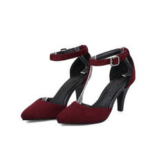Sandalias de tacón alto de talla grande para mujer, zapatos femeninos de tacón alto con botones poco profundos 2024 - compra barato