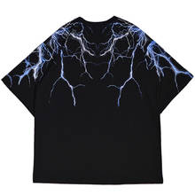 2021 Dark Lightning Printed short sleeve T-shirt Hip Hop Men Harajuku Streetwear Tshirt Cotton T-Shirt Fashion Black Tops Tees 2024 - buy cheap