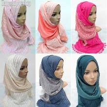 Vintage Long Scarf Tassel Patchwork Hijab For Muslim Islamic Women Ethnic Shawls Headwrap Arab Headband Shayla 180cm*50cm 2024 - buy cheap