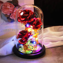 2021 Romantic Artificial Flower With Lamp Glass Cover Home Decor Gifts Wedding Christmas Valentine Mother's Day for Girls 2024 - buy cheap