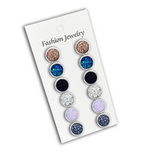 Resin Druzy Stud Card Set jewelry Bright Cabochon Stud Earrings for Women Jewelry Gift 2024 - buy cheap