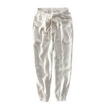 Men Casual Harem Pants Summer Natural Cotton Linen Loose Trousers White Elastic Waist Drawstring Ankle-Length Pants 2021 New 2024 - buy cheap