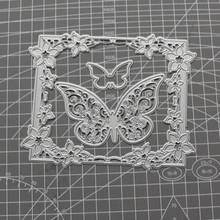 Troqueles de corte de Metal de mariposa con marco de flores Rectangular, plantilla de álbum de recortes en relieve, troquel de corte artesanal para tarjetas DIY, novedad de 2021 2024 - compra barato