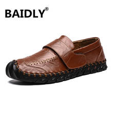 Men Leather Casual Shoes Luxury Brand Design Handmade Loafers Men Casual Shoes Genuine Leather Moccasin Boat Shoes 2024 - buy cheap