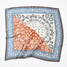 Шелковый шарф для женщин бандана атласная летняя квадратная маленькая сумка обертывание богемные Ретро Пейсли дамские шарфы индийский мусульманский исламский платок 2024 - купить недорого