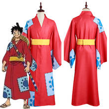 One Piece Wano Country Monkey D. Disfraz de Luffy, Kimono, para Halloween, Carnaval 2024 - compra barato