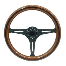 Классическое деревянное рулевое колесо 350 мм с черными спицами, Гоночное рулевое колесо с гудком в комплекте 2024 - купить недорого