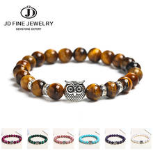 JD Tiger Eye /Agate/Jasper Bracelet Owl Buddha Bead Bracelets Bangles Skull Charm Natural Stone Bracelet yoga Jewelry Men Women 2024 - buy cheap