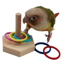 Conjunto de anéis de madeira com plataforma, brinquedo interativo para treinamento de inteligência de animais de estimação, brinquedo educativo de papagaio, 1 conjunto 2024 - compre barato