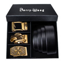 Ebay. Wang-cinturones de cuero para hombre, conjunto de correa de cintura con hebilla deslizante automática, cinturón masculino de lujo para negocios, caja de regalo de boda, 3 paquetes 2024 - compra barato