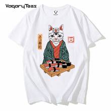 2021 Neko Sushi Cat Japanese Anime Men T Shirt Ulzzang Hip Hop Clothes Tshirt Funny Harajuku Summer Ulzzang Streetwear T-Shirt 2024 - buy cheap