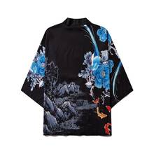 2021 verão mulheres estilo chinês kimono preto yukata estampa casual guindaste quimonos tradicional masculino roupa japonesa v2026 2024 - compre barato