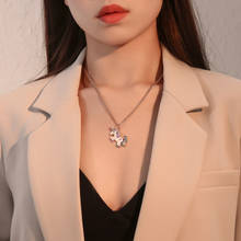Nova moda colorido bonito unicórnio colar para feminino menina acessórios jóias por atacado 2024 - compre barato