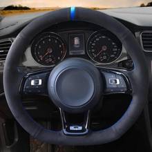 Non-slip Soft Black Suede Car Steering Wheel Cover For Volkswagen Golf 7 GTI Golf R MK7 VW Polo GTI Scirocco 2015 2016 2024 - buy cheap