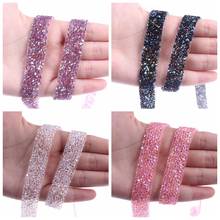 15MM Width 1Yard ruban strass crystal Hot Fix Rhinestones Applique Motifs Glitter Rhinestone Ribbon DIY Iron On Patches Applique 2024 - buy cheap