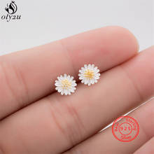 Authentic 925 Sterling Silver Daisy Flower Stud Earrings Jewelry for Women Sweet Sun Flowers Earring Sterling-Silver-Jewelry Gif 2024 - buy cheap