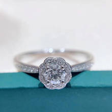 AEAW Brand diamond Lotus Ring Luxury 18K White Gold 0.2CT Flower Diamond Ring Engagement for Women 2024 - buy cheap