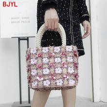 Bolsa de ombro feminina, bolsa pequena de ombro, grande capacidade, lantejoulas, luxo, diamante, três dimensional, flor, pérola 2024 - compre barato