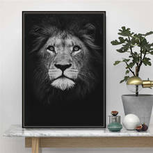 Pintura en lienzo de león blanco y negro en la pared, elefante, ciervo, leopardo, carteles e impresiones de animales, decoración de dormitorio, imágenes artísticas de pared 2024 - compra barato