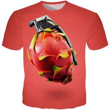 YOUTHUP Новые забавные майки с фруктами, Мужская футболка с коротким рукавом с 3D принтом красная Pitaya Boom, повседневные топы уличная одежда, футболки Harajuku 2024 - купить недорого