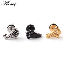 2pcs Gothic Rock Bone Skeleton Skull Skeleton Hand Finger Screw Men Women Unisex Ear stud Earrings 2024 - buy cheap