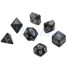 7pcs/set Black Sided Dice D4 D6 D8 D10 D12 D20 Dungeons&Dragon D&D RPG Poly Game 27RD 2024 - buy cheap