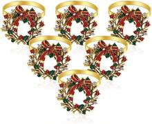 6pcs/lot Christmas wreath golden napkin buckle diamond napkin ring hotel party wedding banquet table decoration 2024 - buy cheap