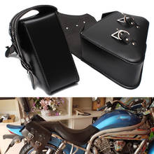 Motorcycle PU Leather Saddle Bags Luggage Black Left+Right Side Tool Bag For Honda Yamaha Harley Sportster XL 883 XL1200 Softail 2024 - buy cheap