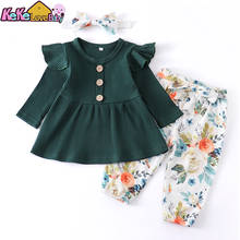 3Pcs Newborn Infant Baby Girl Clothes Autumn Knitting Long Sleeve Ruffle Tops Floral Pants Headband Cotton Clothing Outfit Set 2024 - buy cheap