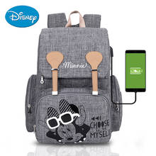 Disney-Bolsa de pañales para mamás, mochila USB de gran capacidad para mujer, bolso de hombro de poliéster impermeable, bolsas de viaje 2024 - compra barato