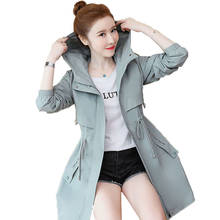 2021 Women Trench Coat Female  Spring Autumn Casual Student Windbreaker Ladies Loose Coat All-match High-end Hooded Ladies C555 2024 - buy cheap