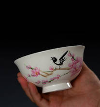 Jingdezhen porcelana 7501 porcelana de fábrica, porcelana pura pintada à mão pêssego flor padrão chá arroz tigela de sopa talheres 2024 - compre barato