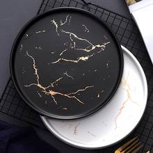 20Cm Gold White Marble Ceramic Dish Porcelain Cutlery Set Kitchen Table European Decorative Dessert Steak Plate 2024 - buy cheap