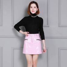 Fashion Bright Patent Leather Natural Leather A-Line Women Skirts Luxury Sheepskin High Waist Plus Size Wear Lower Body Skirts 2024 - buy cheap