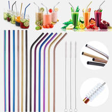 5 Pcs Reusable Drinking Straw High Quality 304 Stainless Steel Metal Straw with Cleaner Brush Wholesale Bar Accessories 2024 - buy cheap