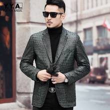 New Mens Crocodile Pattern Real Sheepskin Jacket Slim Fit Business Man Blazer Suit Single Breasted  Genuine Leather Jacket 4XL 2024 - buy cheap